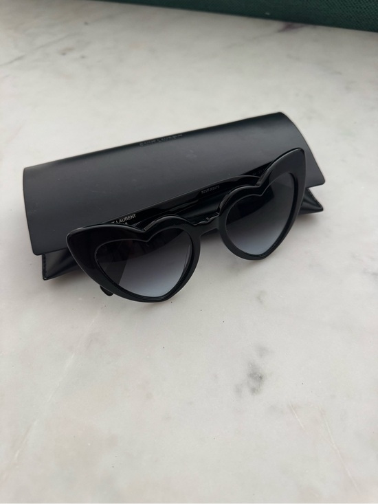 Saint Laurent Accessories - Saint Laurent Glossy Black Heart Frame Sunglasses with Gradient Lenses
